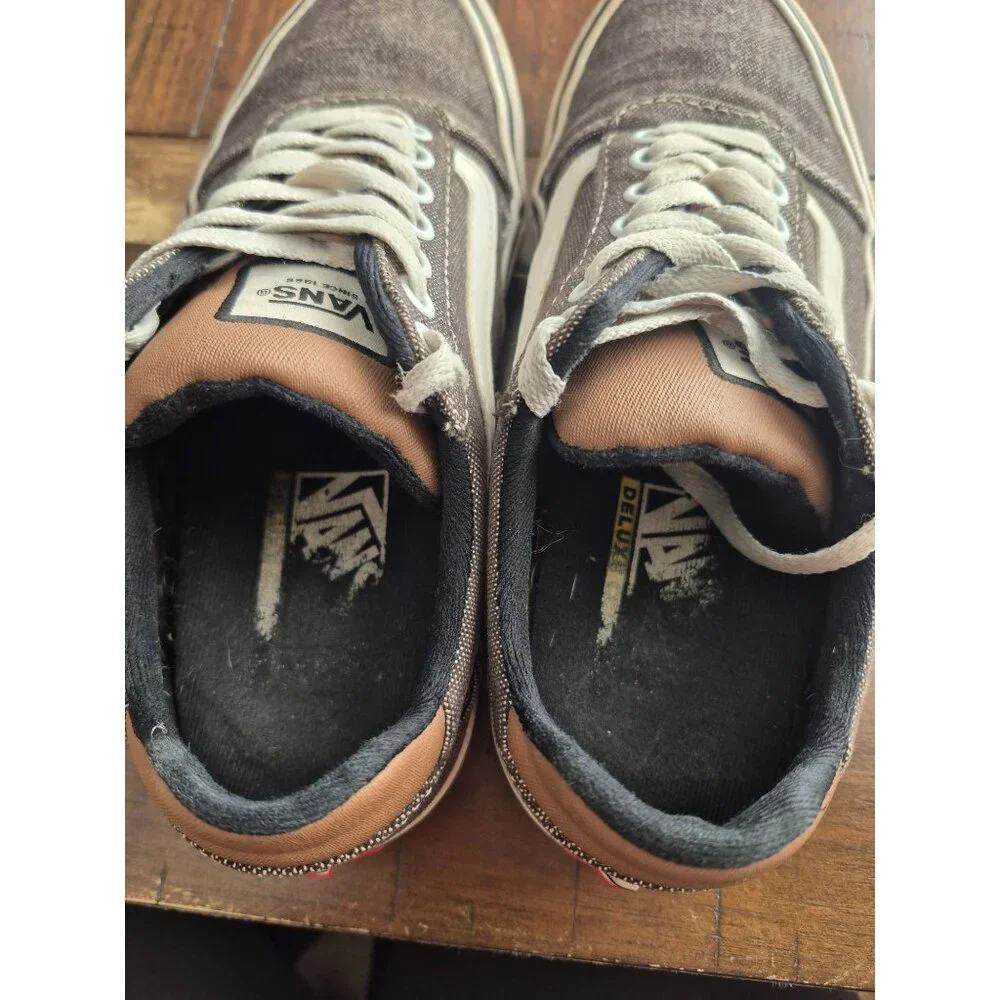 Vans Old Skool Brown & White Canvas Sneakers Mens Size 7 - Picture 4 of 5